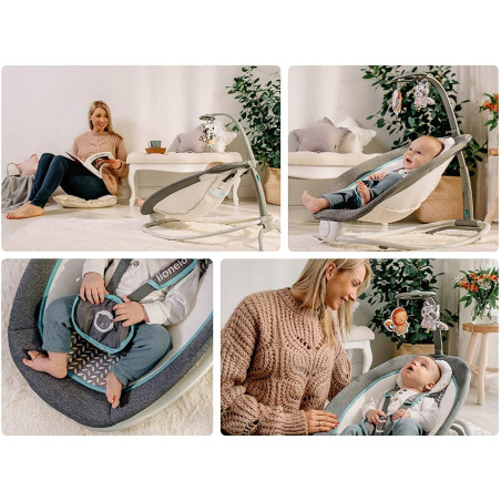 Lionelo Hamaca balacín de bebé Pascal | Grey Scandi en gris