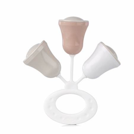 Jané - Sonajero Clásico Campanas | Pale en rosa palo, blanco y gris