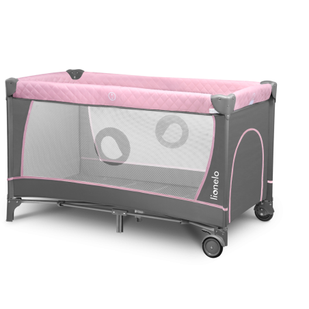 Lionelo Cuna de Viaje con cambiador Flower | Flamingo gris / rosa