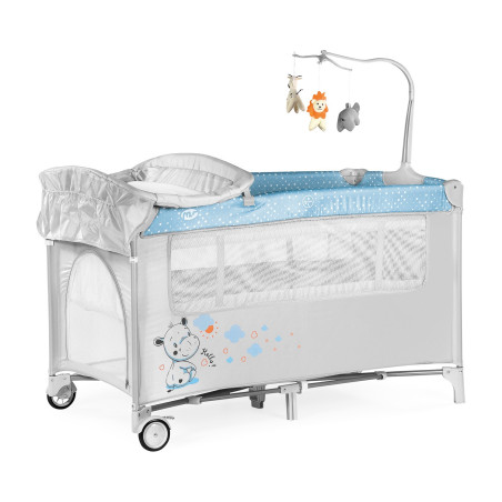 MS Cuna de viaje Cómplet plus Hippo Azul / Gris