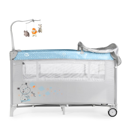 MS Cuna de viaje Cómplet plus Hippo Azul / Gris