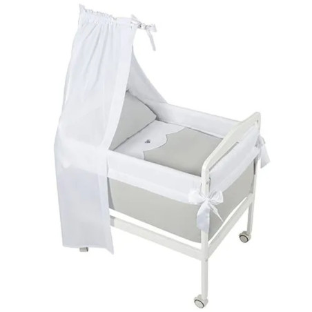 BimbiClass Minicuna cuadrada con dosel Toscana Gris-Blanca