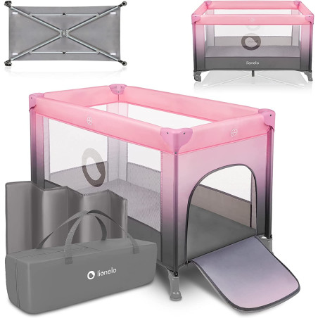 Lionelo Cuna de Viaje Stefi | Pink Ombre rosa y gris