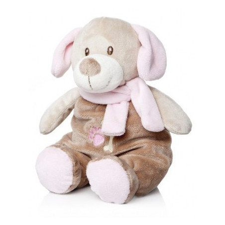 Baby Perrito sentado con sonajero 28cm Rosa