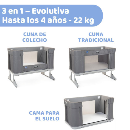 Chicco Cuna de colecho Next2Me Forever + SÁBANAS | Moongrey