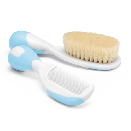 Chicco - Peine y cepillo de pelo natural azul
