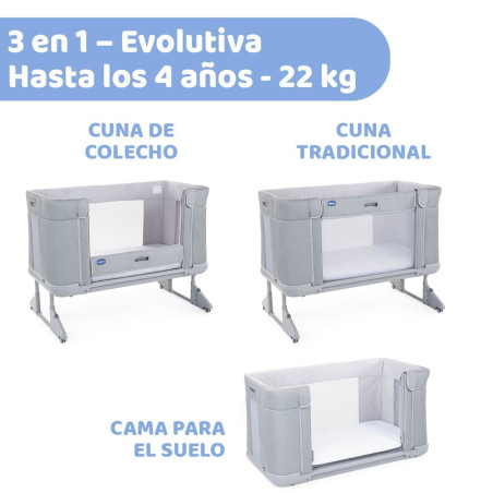 Chicco Cuna Next2Me Forever + SÁBANAS | Ash Grey Cross Collection