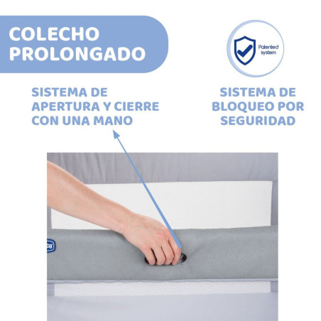 Chicco Cuna Next2Me Forever + SÁBANAS | Ash Grey Cross Collection