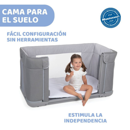 Chicco Cuna Next2Me Forever + SÁBANAS | Ash Grey Cross Collection