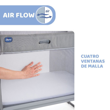 Chicco Cuna Next2Me Forever + SÁBANAS | Ash Grey Cross Collection