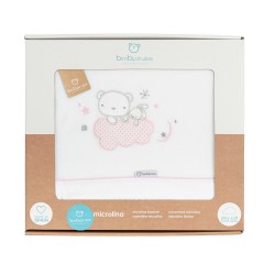 Draps BimbiPirulos Microline pour berceau Nube Bear Pink