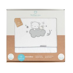 Draps BimbiPirulos Microline pour berceau Nube Bear Grey