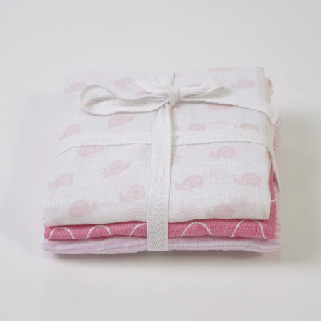 BimbiPirulos Pack 3 Muselinas Rosa *estampados variados*
