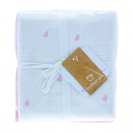 BimbiPirulos Pack 3 Muselinas Rosa *estampados variados*