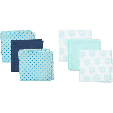 BimbiPirulos Pack 3 Muselinas Azul *estampados variados*