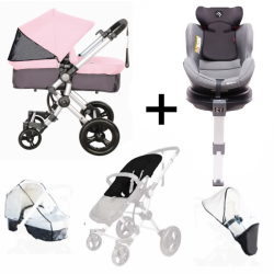 Baby Essentials Coche Baby Ace Rosa + Baby Monsters Silla...