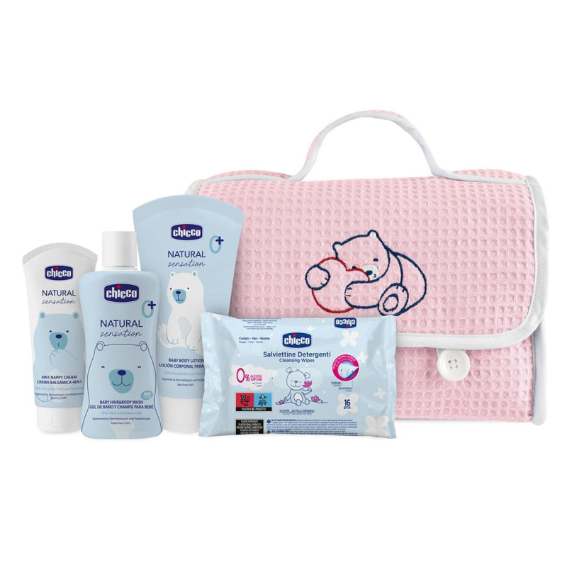 Chicco Set regalo Bolsa de cosmética piqué rosa