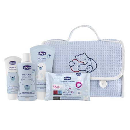 Chicco Set regalo Bolsa de cosmética piqué azul