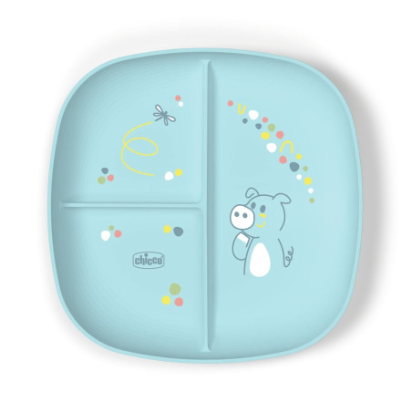 Chicco Plato con compartimentos azul cerdito