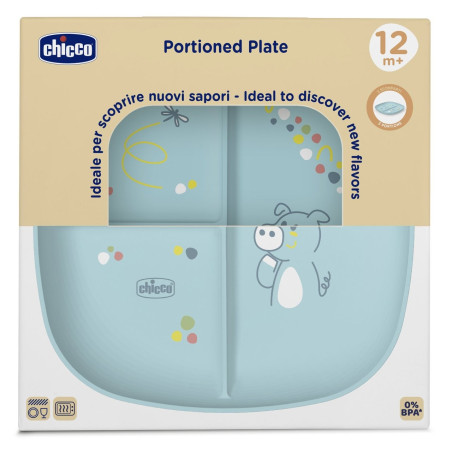 Chicco Plato con compartimentos azul cerdito