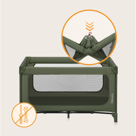 Lionelo Cuna de viaje Jasmin Easy Fold Green Olive verde
