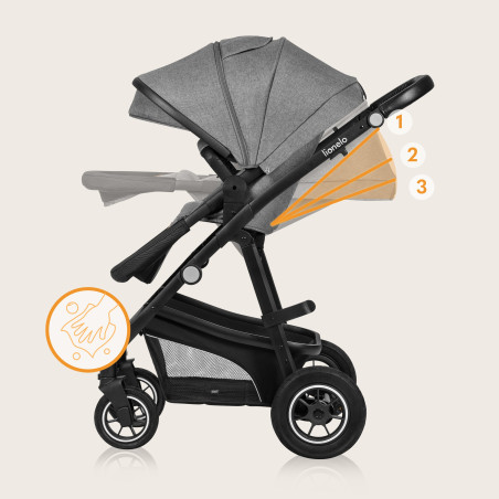 Lionelo Coche de bebé Bianka 3en1 Grey Stone