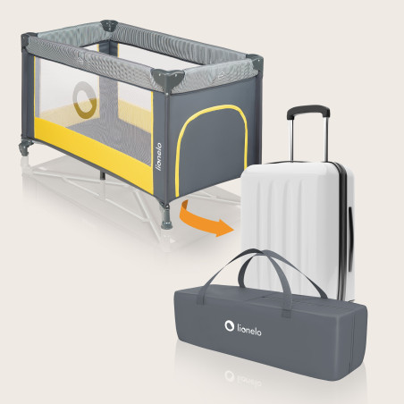 Lionelo Cuna de Viaje Stefi | Yellow Lemon gris y amarillo