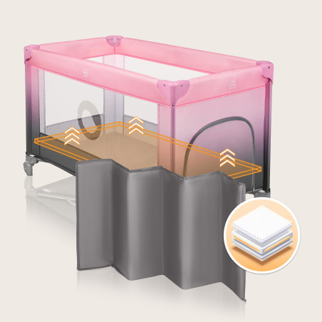 Lionelo Cuna de Viaje Stefi | Pink Ombre rosa y gris