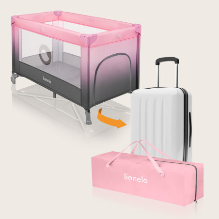 Lionelo Cuna de Viaje Stefi | Pink Ombre rosa y gris