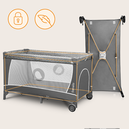 Lionelo - Cuna de Viaje con cambiador Flower |Grey Scandi Gris