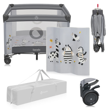 Lionelo Corralito Bonnie Grey Stone cebras