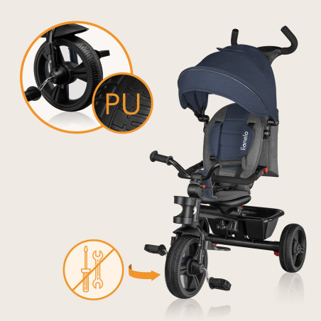 Lionelo Triciclo 2 en 1 Haari | Jeans en azul denim