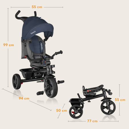 Lionelo Triciclo 2 en 1 Haari | Jeans en azul denim