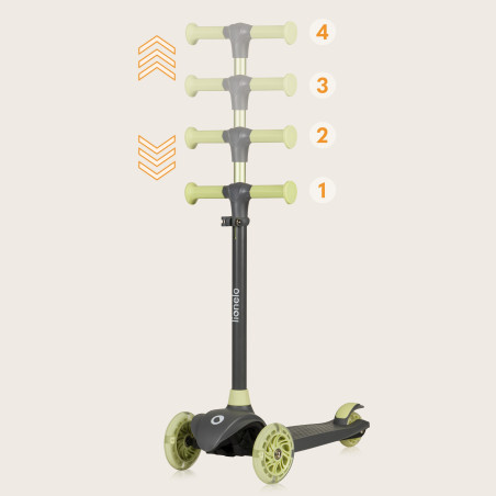 Lionelo patinete triciclo con luces LED Jessy Grey Green