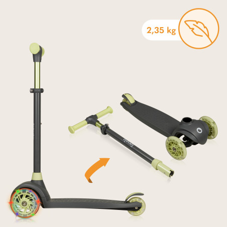 Lionelo patinete triciclo con luces LED Jessy Grey Green