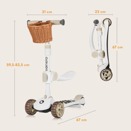 Lionelo Franky Patinete de equilibrio 2 en 1 Beige Latte