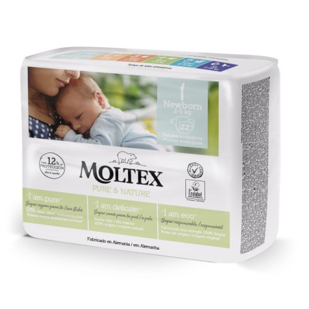 Moltex Pañal ecológico Pure & Nature Talla 2 (3-6 KG) - 36 UDS