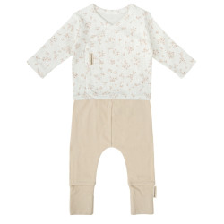 Bimbidreams Conjunto jubon y polaina Anaïs 1-3 meses blanco y lino