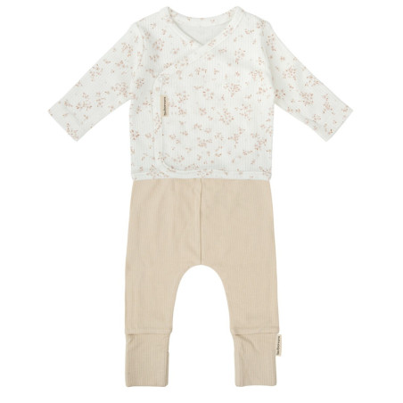 Bimbidreams Conjunto jubon y polaina Anaïs 1-3 meses blanco y lino