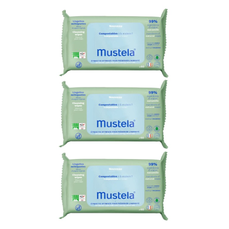 Mustela PACK AHORRO Toallitas limpiadoras compostables