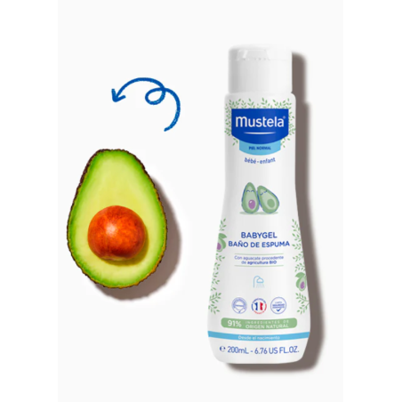 Mustela Babygel baño de espuma Aguacate Bio 200 ml