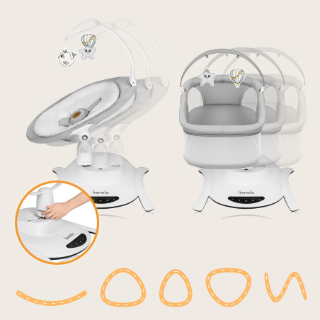 Lionelo Hamaca - cuna mecedora Bella Set Grey Concrete