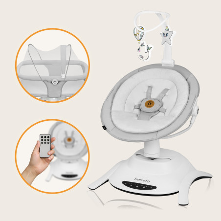 Lionelo Hamaca - cuna mecedora Bella Set Grey Concrete