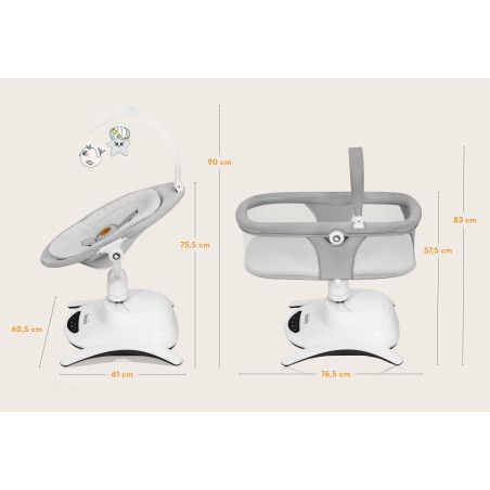 Lionelo Hamaca - cuna mecedora Bella Set Grey Concrete