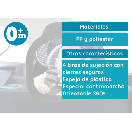 Kiokids Espejo retrovisor trasero para contramarcha orientable