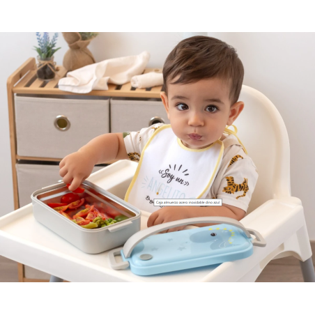 Kiokids Caja almuerzo acero inoxidable dinosaurio 550 ml