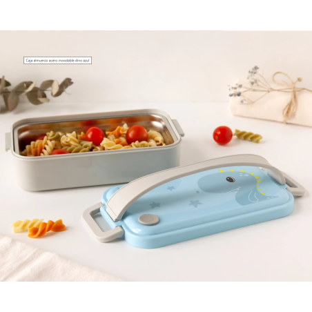 Kiokids Caja almuerzo acero inoxidable dinosaurio 550 ml