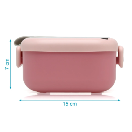 Kiokids Caja almuerzo rosa con cuchara 750 ml