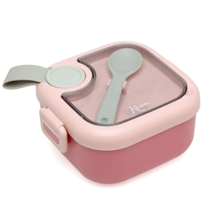 Kiokids Caja almuerzo rosa con cuchara 750 ml