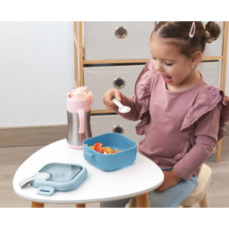 Kiokids Caja almuerzo azul con cuchara 750 ml